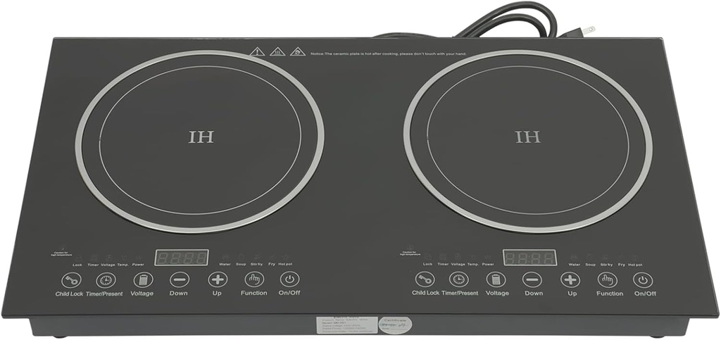 1200W Induction Cooktop,Electric Dual Induction Cooker Cooktop,Electric Stove Digital Magnetic Double,Electric Induction Cooktop for Home,Commerical Use