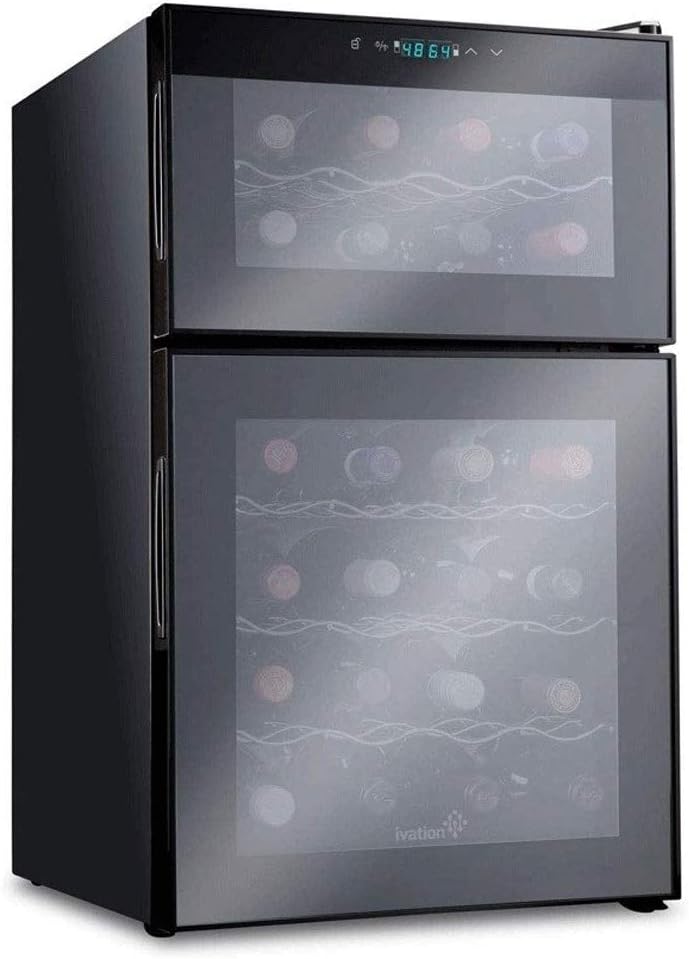 24 Bottle Thermoelectric Wine Cooler Chiller Counter Top Red and White Wine Cellar FreeStanding Refrigerator, Quiet Operation Fridge Stainless Steel