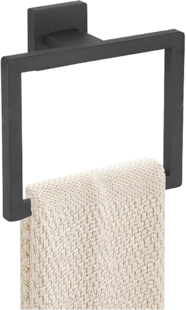 Towel Ring - Thicken SUS 304 Stainless Steel Towel Holder, Towel Racks for Bathroom, Square Modern Design Hand Towel Holder, Contemporary Hand Towel Bar - Matte Black