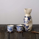 Japanese Sake Set 5 Piece Sake Cup Set Traditional Hand Painted Flowers Design for Cold/Warm/Shochu/Tea Best Gift for Family and Friends
