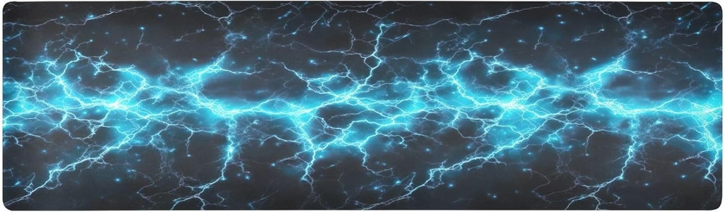 Blue Electric Sparks Heat Resistant Table Runner/Trivet - 230F Durable Waterproof Long Pot Mat for Hot Dishes & Pots - Essential Kitchen & Dining Tool, 39" L