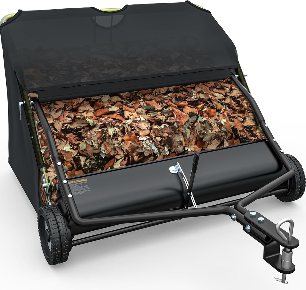 YINTATECH 48" Lawn Sweeper, Tow Behind Leaf Collector, Pine Needle, Pine Cone, Grass Sweeper,Black