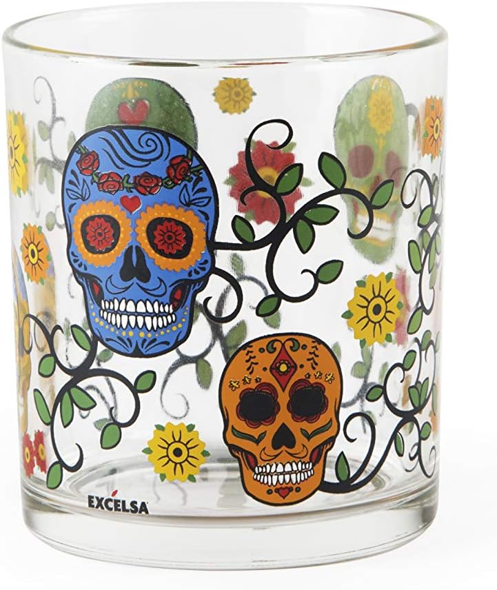 Excelsa Skull Set of 3 Water Glasses, Pressed Glass