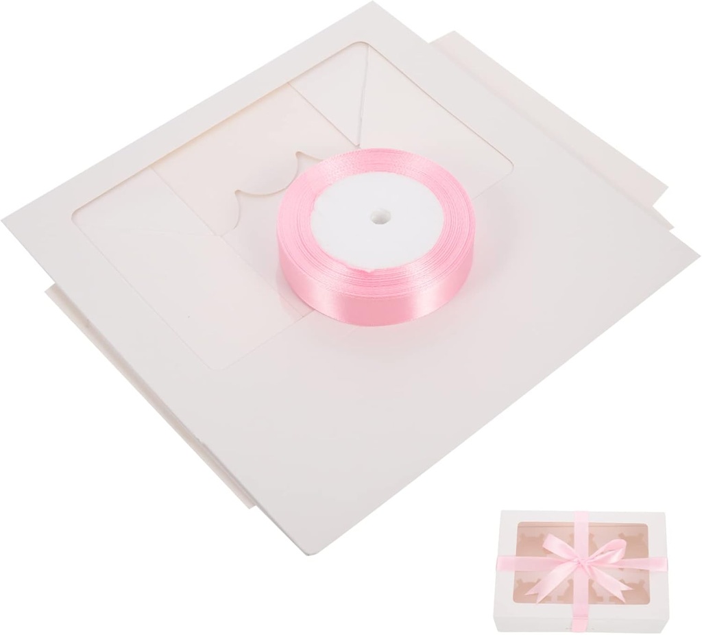STOBAZA 1Set Cupcake Boxes with Transparent Window Compartment Design for Egg Tarts and Treats for Packaging and Bakery Use