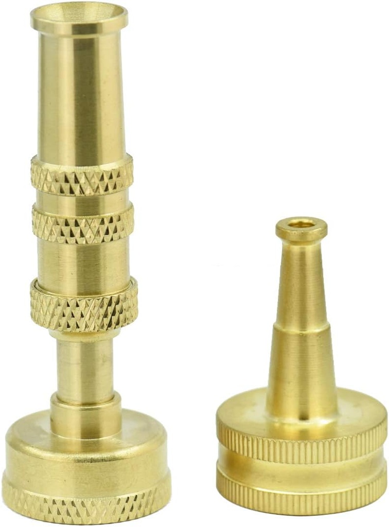 PLG Adjustable Heavy Duty Brass Hose Nozzle, High Pressure Jet Nozzle for Garden Hose