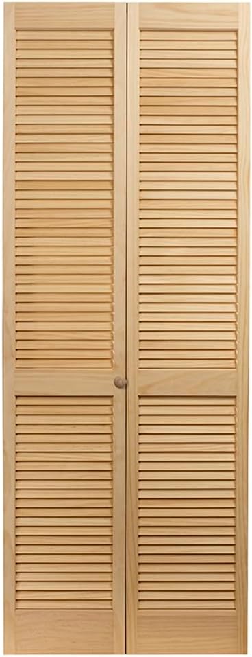 LTL Home Products 810420 Louvered Bifold Interior Solid Wood Door, 32" x 80", Unfinished Pine