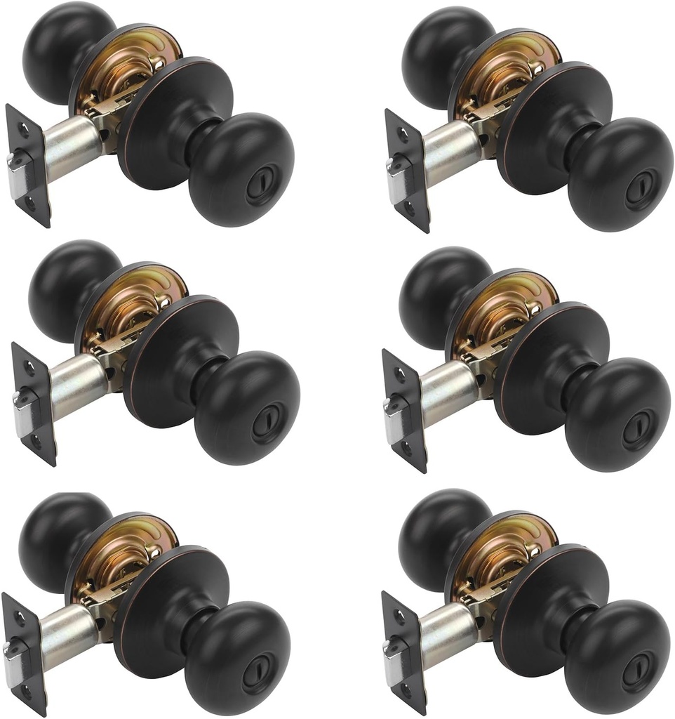 Dynasty Hardware TAH-30-12P Tahoe Privacy Door Knob, Aged Oil Rubbed Bronze, Contractor Pack (6 Pack)