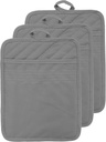 Oven Pot Holder with Pocket Cotton Heat Resistant Coaster Potholder Kitchen Hot Pad Oven Mitts for Cooking Square 7"x9" Set of 3 (Grey)