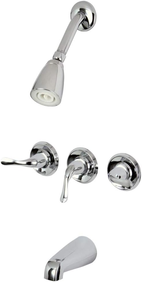 Kingston Brass KB2231YL Yosemite Three Handle Tub Shower Faucet, Polished Chrome, 3-1/8 inch Diameter Escutcheon, Polished Chrome