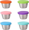 LIFKOME 6pcs Salad Dressing Container Small Condiment Cup with Lid Reusable Sauce Dipping Cup for To Go Lunch Boxes Picnic Camping Travel
