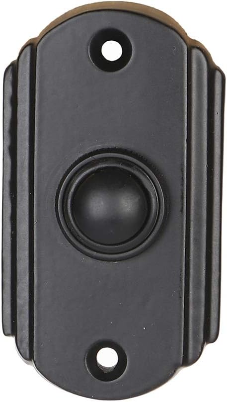 A29 Black Powder Coated Cast Iron Doorbell Button – 2 5/8" x 1 1/2" – Recess Mount, Antique Design, Wired for Two-Wire Chimes, Weather Resistant, Easy DIY Installation