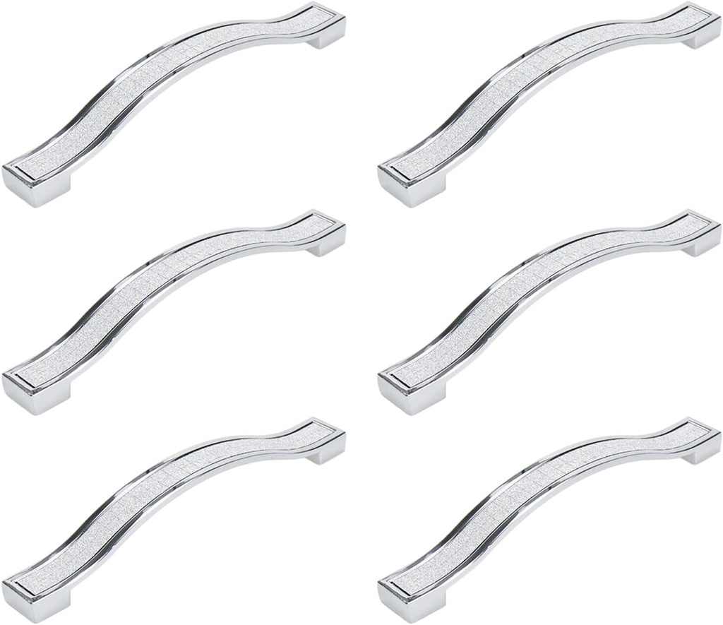 Coshar 6 Pack 5-Inch Hole Center Bling Rhinestone Cabinet Pull Handle Modern Crystal Glass Pull Knob Stainless Steel Hardware for Cupboard Bathroom Kitchen Home - Silver