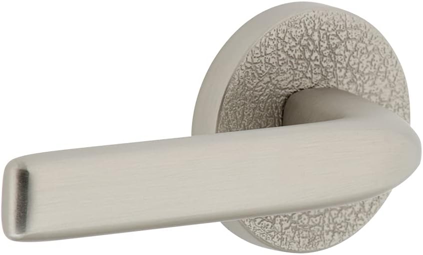 Viaggio Circolo Leather Rosette Privacy with Bella Lever in Satin Nickel - Right Handed