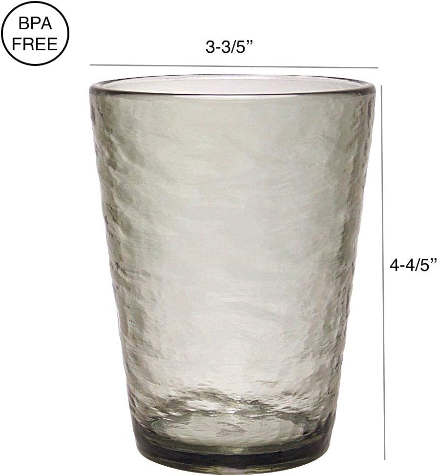 KLIFA- RIPPLE- 16 ounce, Set of 6, Acrylic Tumbler Drinking Glasses Cups, BPA-Free, Stackable Plastic Drinkware, Dishwasher Safe, Gray-Black