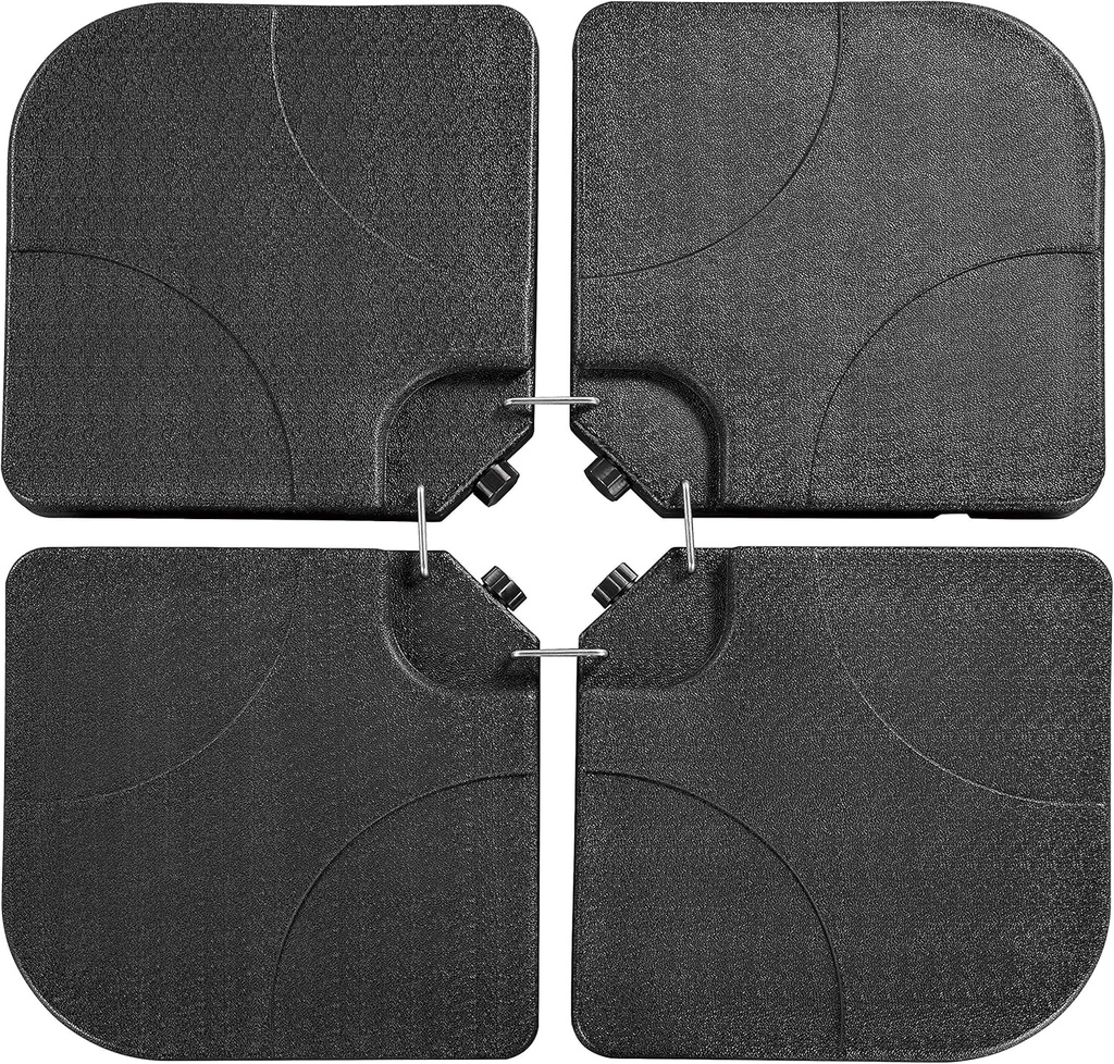 Yaheetech 4-Piece Umbrella Base Outdoor Umbrella Stand Square Shaped Cantilever Offset Filled with Water or Sand for Garden, Backyard and Poolside, Black