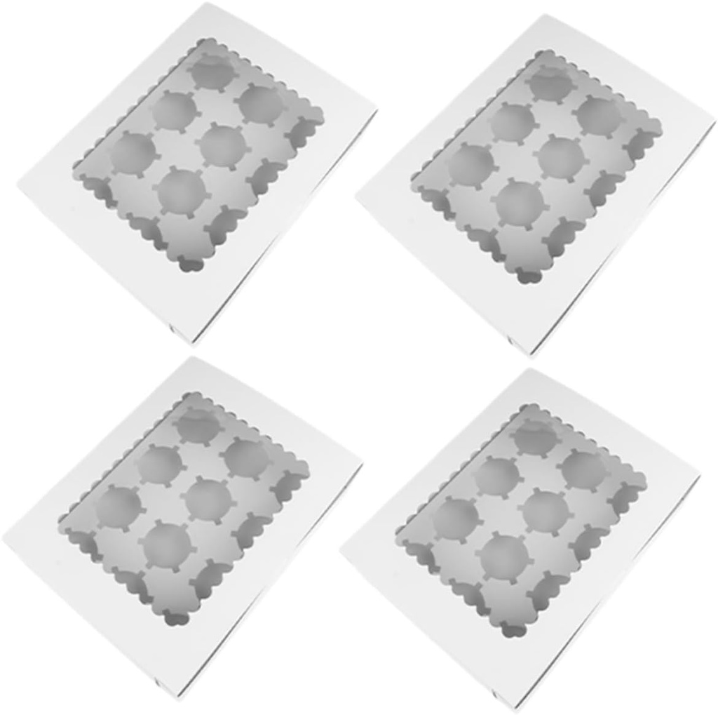 GANAZONO 4pcs Cupcake Containers Pastry Boxes Elegant Muffin Holder for Birthdays and Holidays for Safe Storage and Transportation of Baked Goods