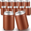 12 Pcs Groomsmen Cooler Sleeves 12oz PU Can Insulator Holder Beverage Cooler Sleeves Bulk Wedding Blank Beer Can Holder for Groomsmen Gifts Party Favors(Brown)