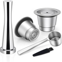 Lianlai Stainless Steel Coffee Pod, Reusable Espresso Capsule, Distilled Coffee Pods, including 2 Capsules, Steel Spoon, and Tamper