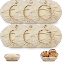 Natural Cotton Bread Basket Liner Cloth: 10 Inch Reusable Oval Proofing Liner for Banneton, Handmade Washable Fabric with Sourdough Baking Kit, Gift for home Baker Set of 6