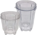 Replacement 16oz tall cup and 12oz short cups set for Magic bullet,MB1001/MB 1001B/MBR-1701 /MBR-1702 /MBR-1101 /MB-BX1770-02/MBR-030 Fits Original Magic Bullet Blender Juicer,e(1tall cup+1 short cup)
