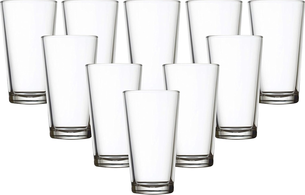Circleware Huge 10-Piece Set of Highball Tumbler Drinking Glasses 16 oz. Home & Kitchen Party Heavy Base Clear Glassware Cups for Water, Beer, Juice, Ice Tea, Bar Beverages Simple Home 10pc