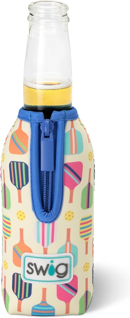 Swig Life Bottle Coolie, Standard 12oz Bottle Insulator Sleeve with Zipper, Neoprene Insulated Cooler for Drinks in Pickleball