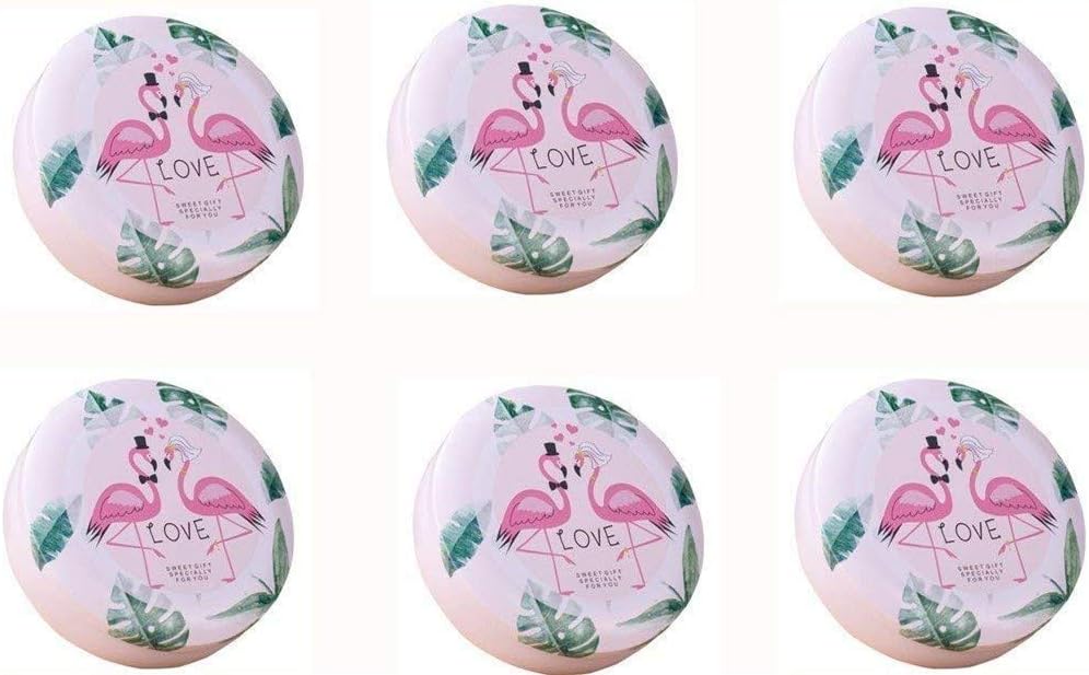 Cookie Jars Flamingo Cookie Tins Round Empty Cookie Tins Food Tins Storage Containers with Lids, 3.1”,Pack of 6