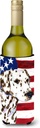 Caroline's Treasures SS4225LITERK USA American Flag with Dalmatian Wine Bottle Hugger Bottle Cooler Sleeve Hugger Machine Washable Collapsible Insulator Beverage Insulated Holder