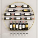 Wall Mounted Wine Bottle Storage Display Rack, Round Wine Glass Goblet Holder, Metal Hanging Wine Rack for Bar Wine Cellar Kitchen (Color : Black) (Gold)