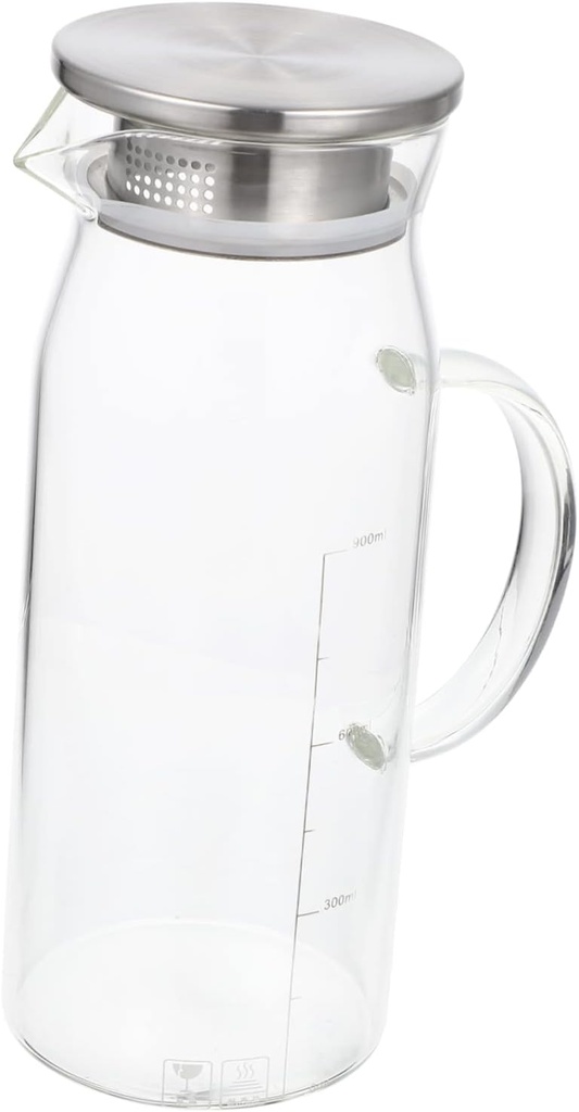 ABOOFAN Transparent Glass Water Pitcher High Capacity Cooling Container for Hot Tea Iced Beverages Design for Family Use Entertaining Guests Lightweight and Easy to Store