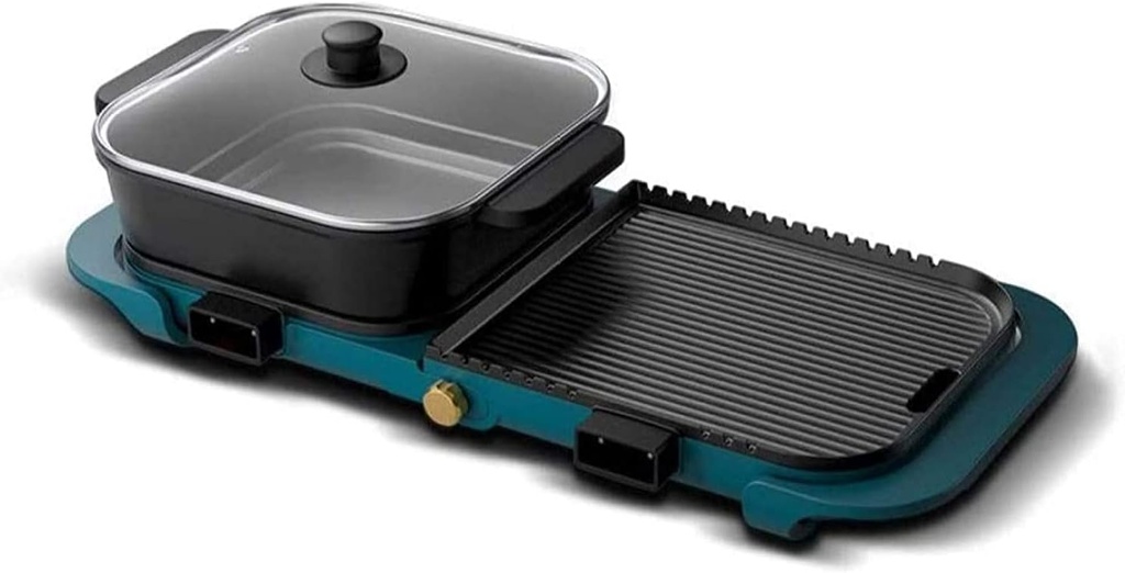 Electric BBQ Grill Indoor Hot Pot Grilling One Pot Alloy Household Electric Hot Pot Detachable Hot Pot Roasting Pan Indoor Smokeless Healthy Non-stick Coating