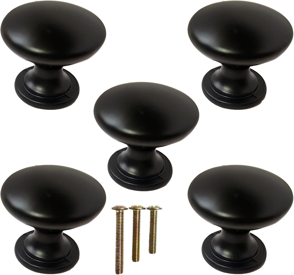 Kitchen Cabinet Knobs Drawer Dresser Knobs Matte Black Zinc, Drawer Pulls Door Handles 5 PCS