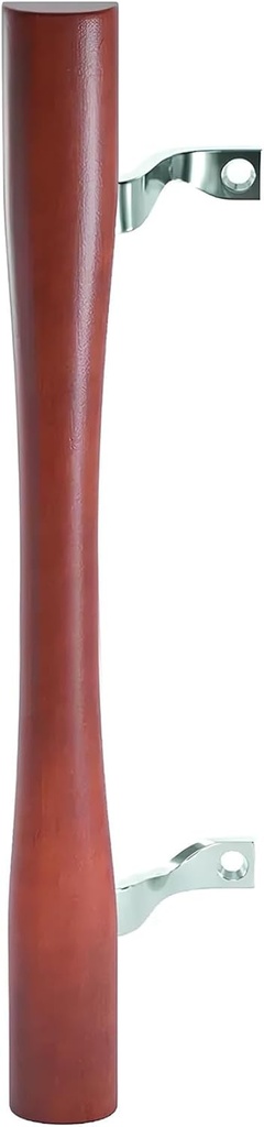 Brixwell Patio Door Handle Set with Wooden Grip, Zinc Bracket with Chrome Finish, 6-5/8" Hole Spacing, Replacement Handle for Patio and Sliding Glass Doors