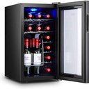18 Bottle Wine Cooler standing Fridge, Thermoelectric Wine Cellar with Digital Control, Glass Door, Adjustable Temperature, Oak & Stainless Steel Shelves, Quiet Operation for Red, White, & Champagne W