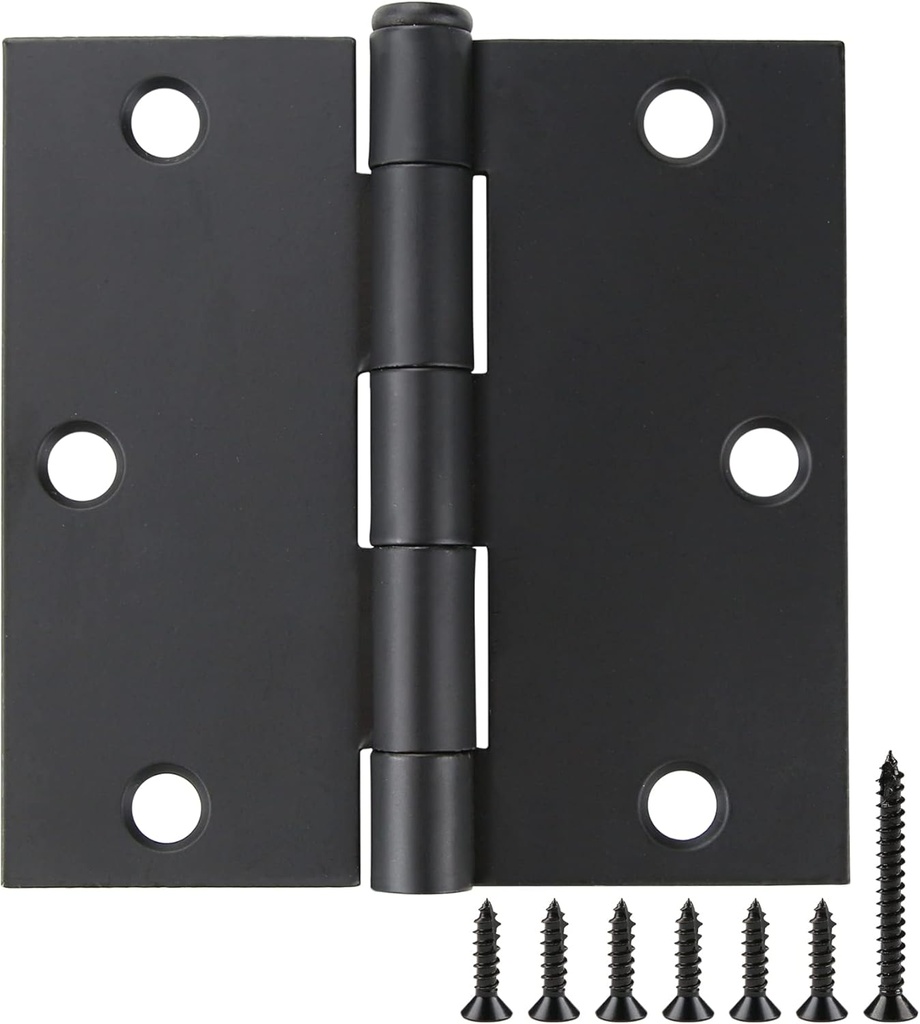 18 Pack Matte Black Door Hinges 3.5 x 3.5 Inch, Interior Door Hinges, Heavy-Duty Black Hinges with Square Corners for Doors Standard Bedroom Office Door Hardware Removable Pin,RV,Garage,Shed,Treehouse