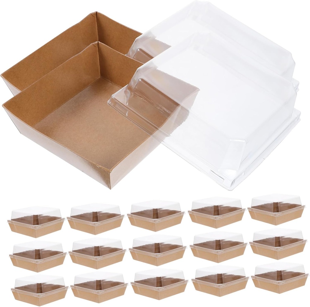 BESTYASH 50Pcs Sandwich Packing Box with Lid Multi Use Cake and Bread Containers for Desserts Salads and Snacks Paper Boxes for Parties and Events