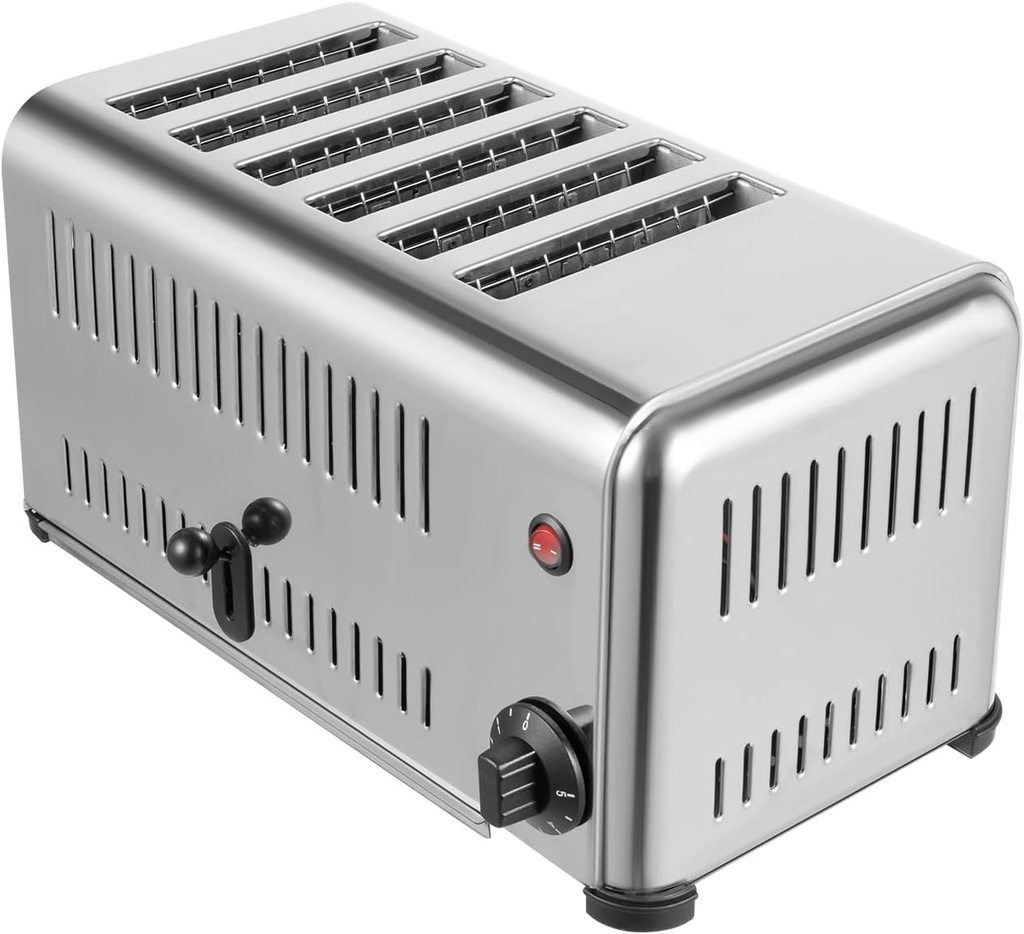 Bread Maker Machine,110V Commercial Stainless Steel Toaster Bread Baking Machine with 6 Slices 1.1 Inch Slot &Crumb Tray for Home,Restaurant,Bakery