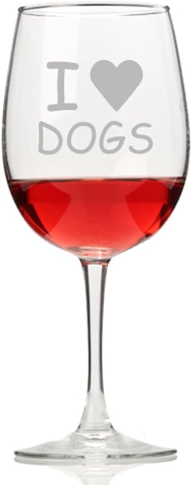 I Love Dogs Wine Glass