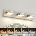 Joosenhouse 3-Light Brushed Nickel Bathroom Vanity Light, 23.6-Inch 5CCT Dimmable LED Vanity Lighting Fixture, 24W Modern Makeup Light with Adjustable Brightness