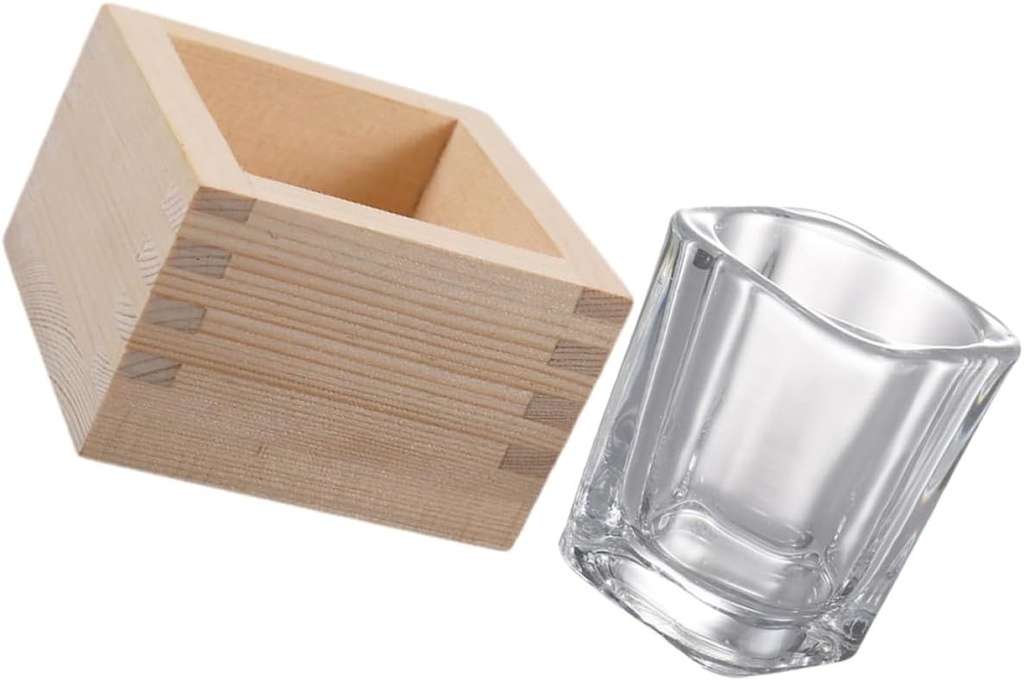 PRETYZOOM 1set Japanese Wooden Sake Cups with Glass Mugs and Elegant Wooden Box for Serving Traditional Sake Tea Bars and Restaurants