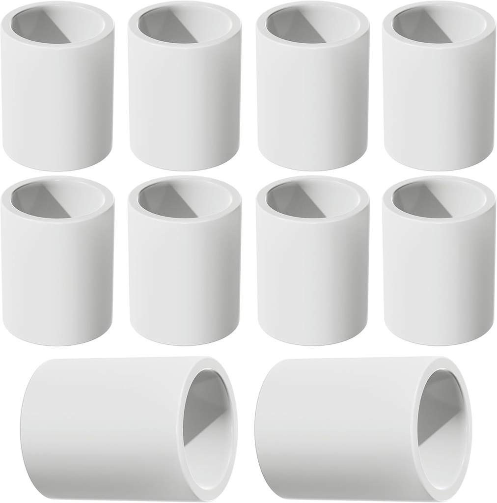 1" PVC 2 Way Coupling Pipe Fitting, 10 Pcs Pipe Couplers, Schedule 40 Furniture Grade Slip Connector for Building PVC Furniture DIY Structures and Frames