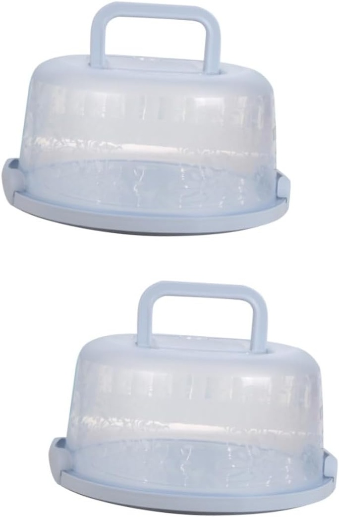 PRETYZOOM 2pcs Portable Handheld Cake Storage Box Lid and Handle Food Fresh Keeping Container for Fridge for Cakes Cupcakes and Food Organization