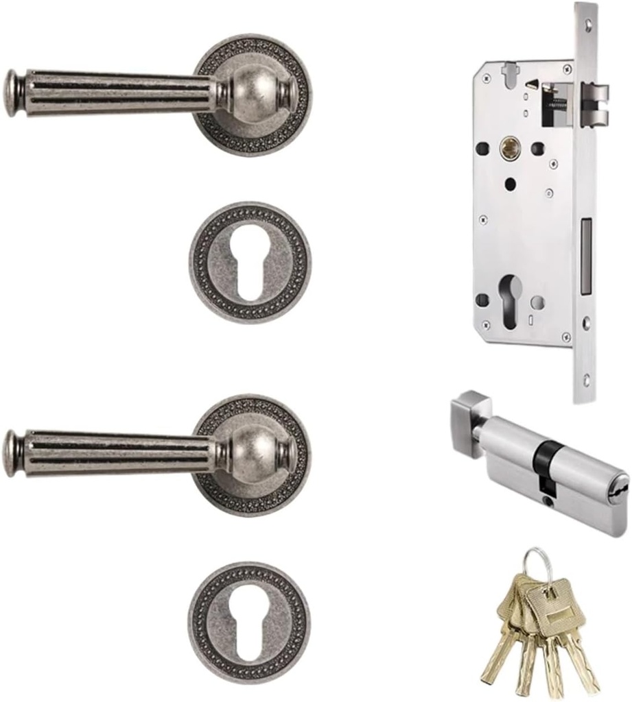 Brass Door Lever Antique Silver Chrome Interior Lock 1Pcs(Standard Door Lock)