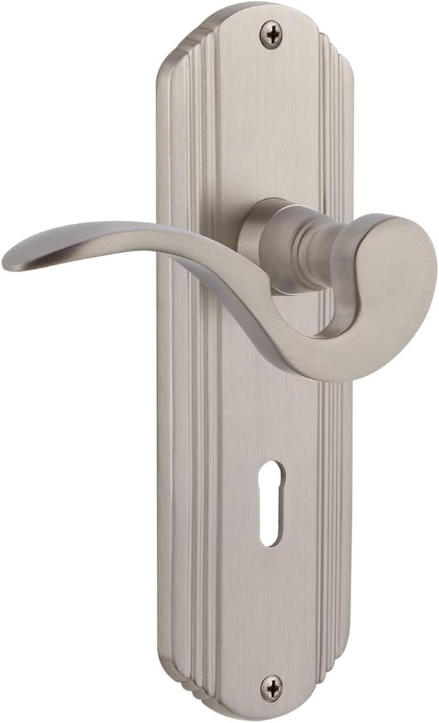 Nostalgic Warehouse Deco Plate Single Dummy with Keyhole Manor Lever in Satin Nickel