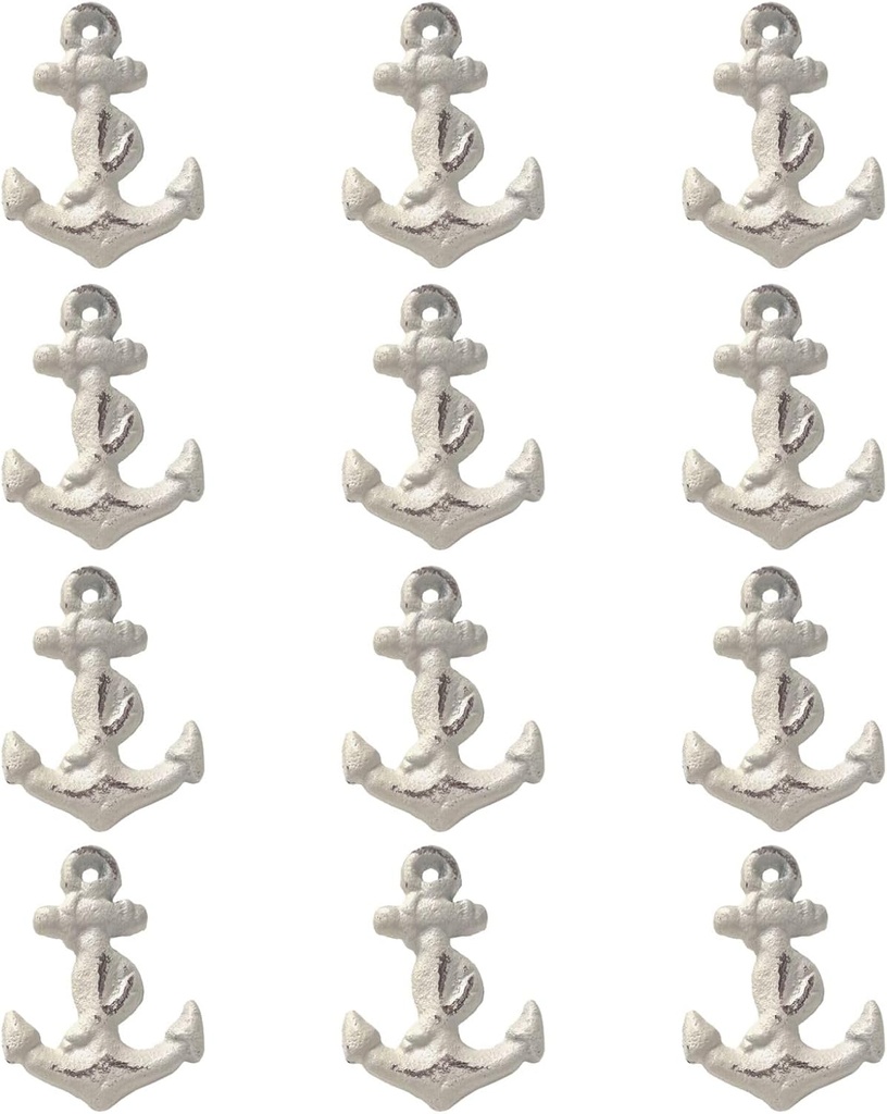 Drawer Knob in Rustic Anchor Antique Distressed White Design for Cabinet Door Dresser Drawer Furniture Hardware (A Set of 12)
