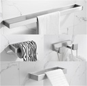 TNOMS Brushed Bathroom Hardware Accessories Set 4 Pieces Brushed Nickel Towel Bar Set, 23.6 Inch Towel Rack Set SUS304 Stainless Steel Bathroom Set,Wall Mounted