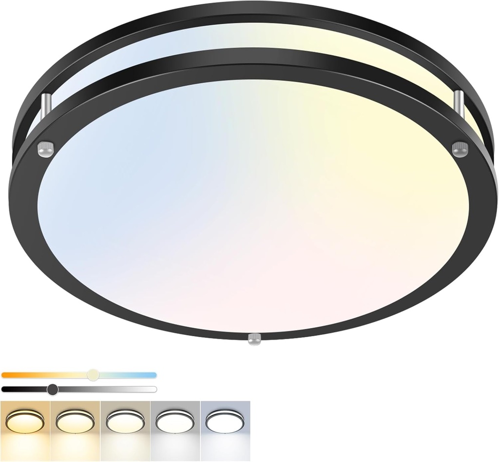 hepside Dimmable Flush Mount LED Ceiling Light, 13inch 24W Ceiling Light Fixtures, 5CCT (3000K 3500K 4000K 5000K 6500K) Adjustable Ceiling Lamps for Kitchen Bathroom Bedroom Hallway