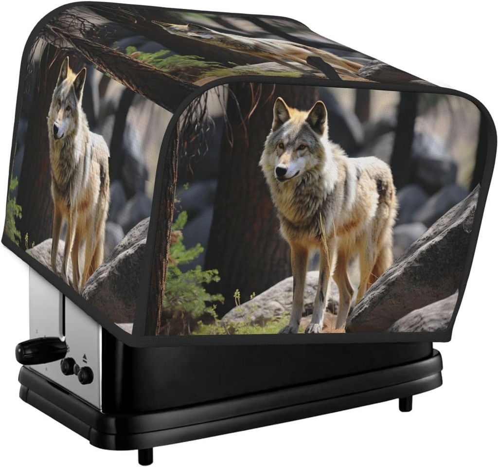 Toaster Cover 2 Slice Appliance Cover Toaster Dust Cover Wildlife Wolf Toaster Cover Super Soft Kitchen Small Dust Covers Bread Machine Covers with Pockets 14.4" x 8.3" x 10.6"