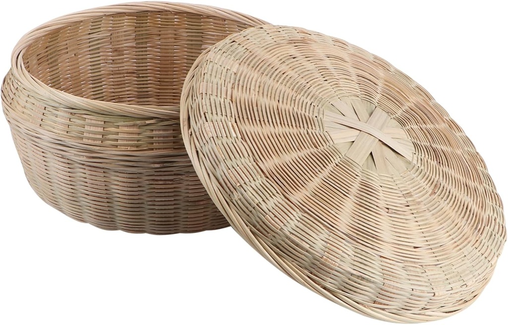 1pc Bamboo Storage Box Lid Versatile Container for Tea Snacks Fruits and Bread Sturdy and Stylish Bamboo Basket for Home Office and Supermarket Use