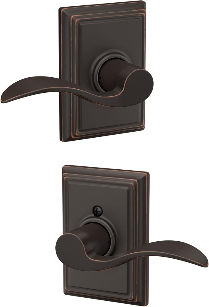 Schlage F10 ACC 716 ADD Accent Door Lever with Addison Trim, Hall & Closet Passage Lock, Aged Bronze